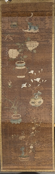 19th Century Japanese Painting on Bamboo Curtain