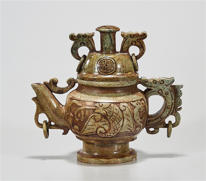 Chinese Hardstone Covered Tea Pot