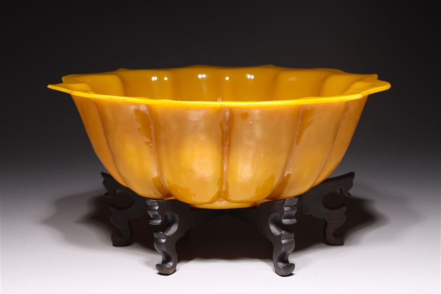 Large Chinese Yellow Peking Glass Bowl