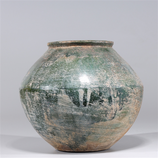 Chinese Early Style Green Crackle Glazed Ceramic Vessel