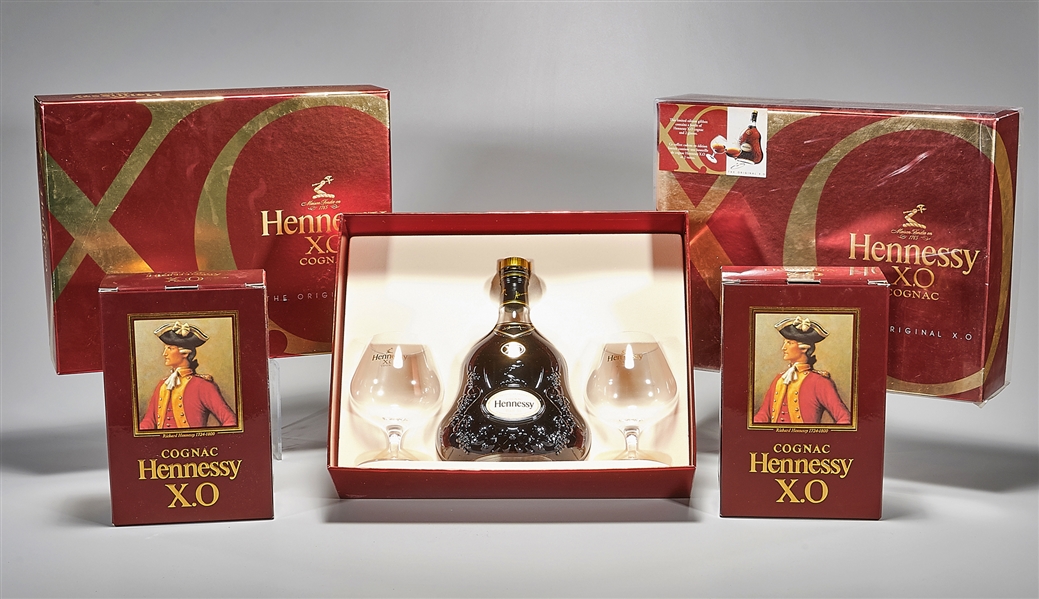 Group of Five Hennessy X.O. Cognacs