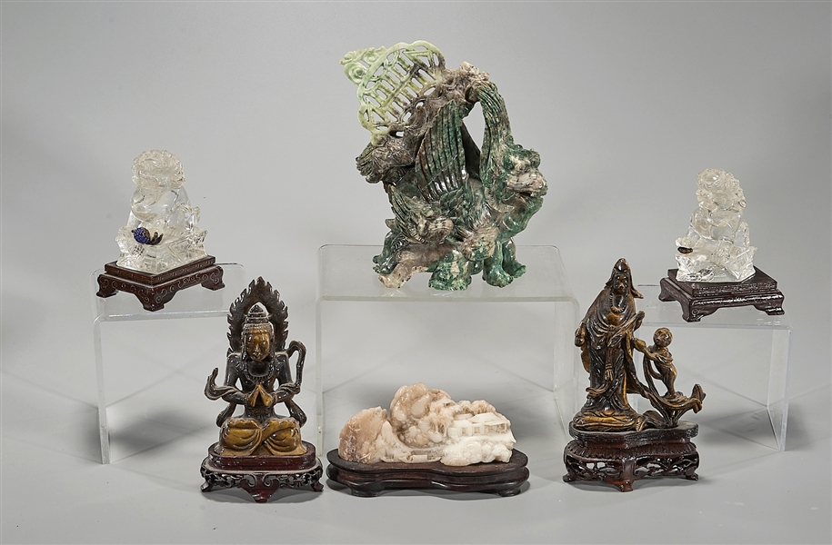 Group of Six Asian Hardstone Figural Carvings