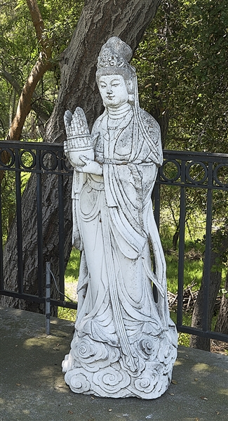 Chinese Marble Standing Figure of Guanyin