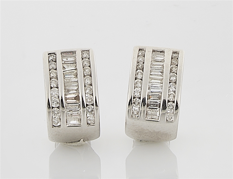 14K White Gold & Diamond Earrings