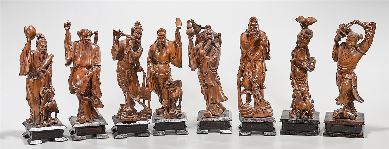 Group of Chinese Wood Figures of Eight Immortals