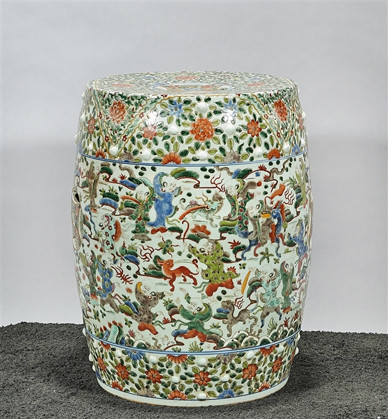 Chinese Famille Verte Porcelain Garden Seat