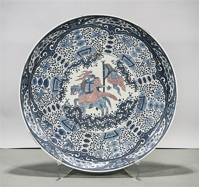 Massive Chinese Blue, Red and White Porcelain Charger