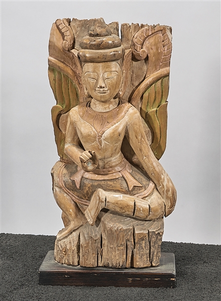 Chinese Carved Wood Figure of Buddha