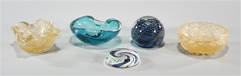 Group of Five Art Glass Articles