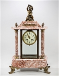 Metal and Red Marble Mantel Clock