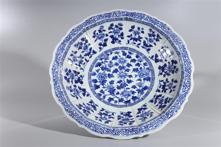 Large Chinese Blue and White Porcelain Charger