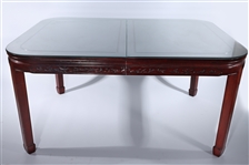 Chinese Glass-Topped Dining Table with Leaves
