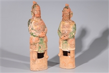 Pair Chinese Han Dynasty Pottery Figures
