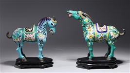 Two Chinese Cloisonne Enameled Horse Statues