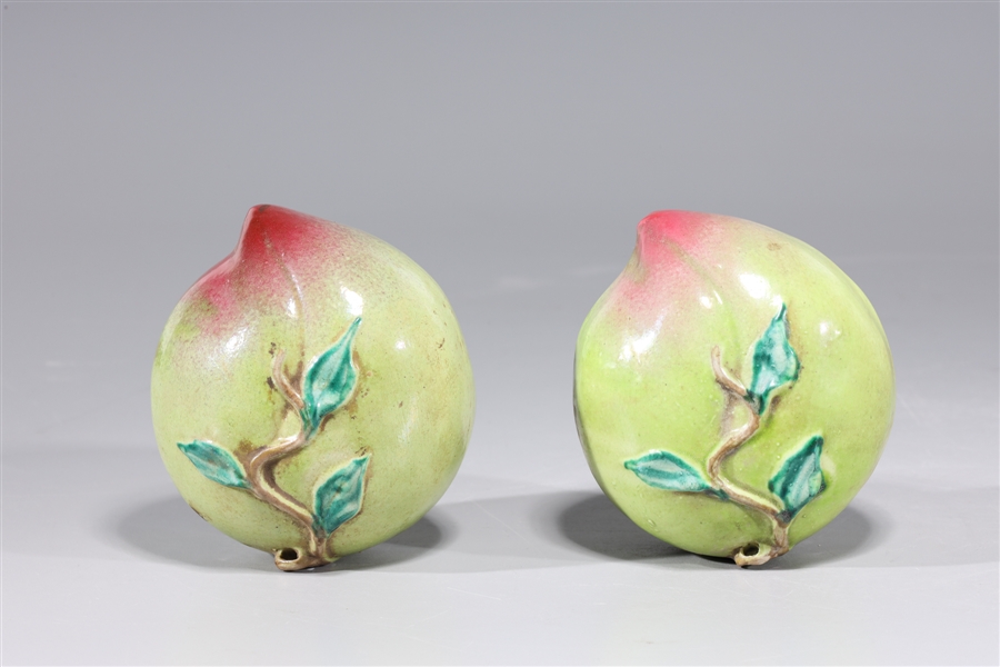 Two Chinese Enameled Porcelain Peaches