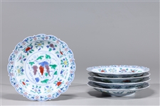 Six Chinese Blue & White Porcelain Plates
