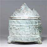 Chinese Hill Topped Ceramic Tripod Censer