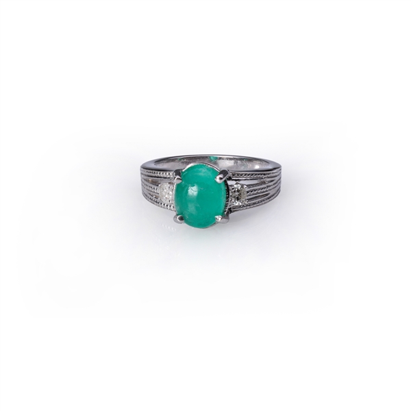 14k Diamond and Emerald Ring