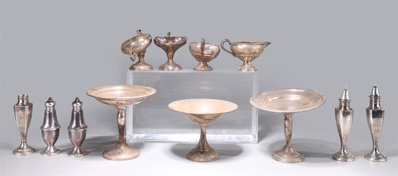 Large Group of Weighted Silver Table Objects