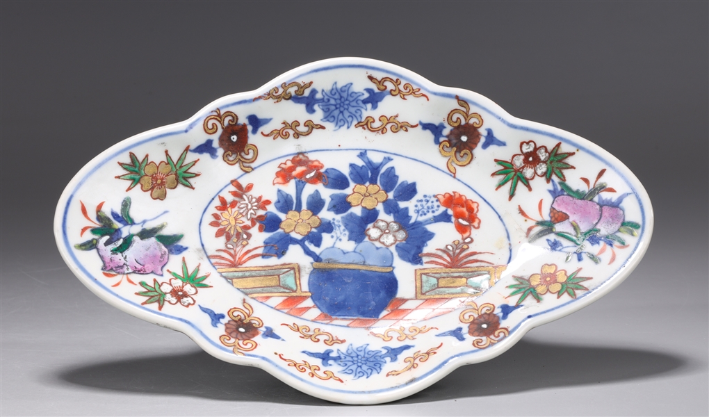Chinese Painted & Enameled Porcelain Footed Dish
