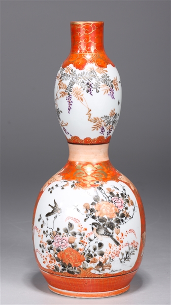 Antique Japanese Kutani Double Gourd Porcelain Vase