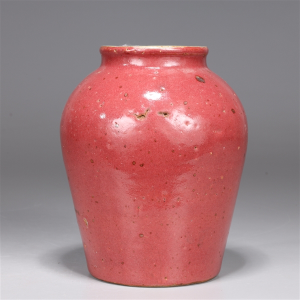 Antique Chinese Stoneware Pink Glazed Jar