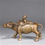 Chinese Bronze Bull with Boy