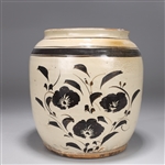 Large Chinese Yuan/Jin Dynasty Cizhou Glazed Barrel-form Jar