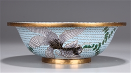 Japanese Cloisonne Bowl w/ Gold Fish Motif