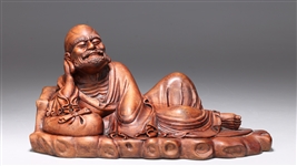 Chinese Carved Hardwood - Reclining Lohan