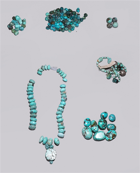 Large of group of turquoise beads and nuggets