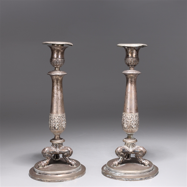 Pair of Antique Silver Plated Candlesticks