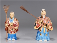 Japanese Satsuma-type Kutani Porcelain Figures