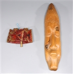 Group of Two Carved Indonesian Chime and Wall Hanging