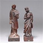 Pair Antique Carved Wood Religious Figures