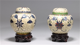 Pair of Chinese Cloisonne Covered jars