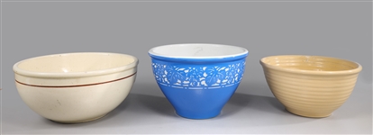 Group of Three Vintage Ceramic Mixing Bowls Bauer, Villeroy & Boch, Miali