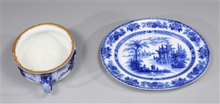 Group of Two Antique Flow Blue Doulton Porcelain