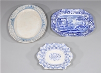 Group of Three Antique Serving Platters, Clyde Pottery, Spode, R.M.W. & Co.
