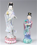Two Chinese Enameled Porcelain Standing Figures
