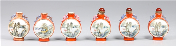Group of Six Chinese Enameled Porcelain Snuff Bottles