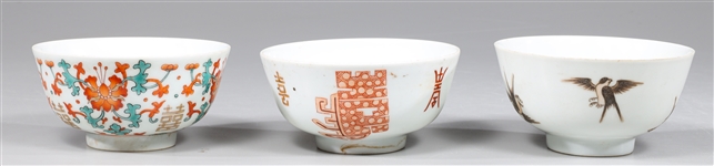 Three Chinese Enameled Porcelain Bowls