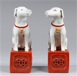 Pair Chinese Ceramic Dog Figures