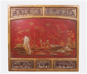 Carved Red Chinese Gilded Panel