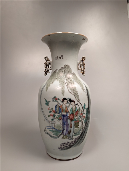Large Famille Rose Enameled Porcelain Vase