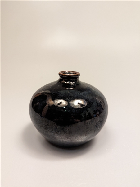 Chinese Blue Monochrome Porcelain Bulbous Vase