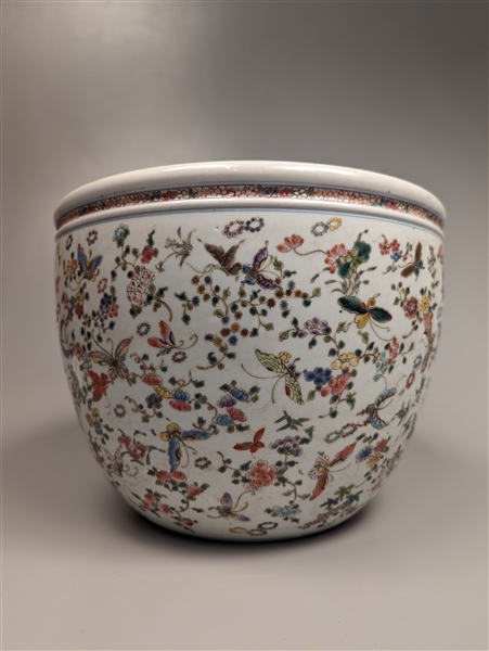 Enameled Porcelain Butterfly Flower Pot