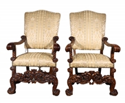 Pair Italian Style Carved Chairs