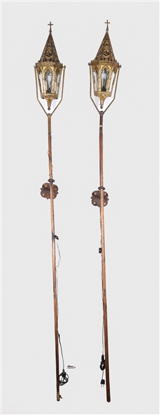 Antique Brass Lantern Pole Lamps