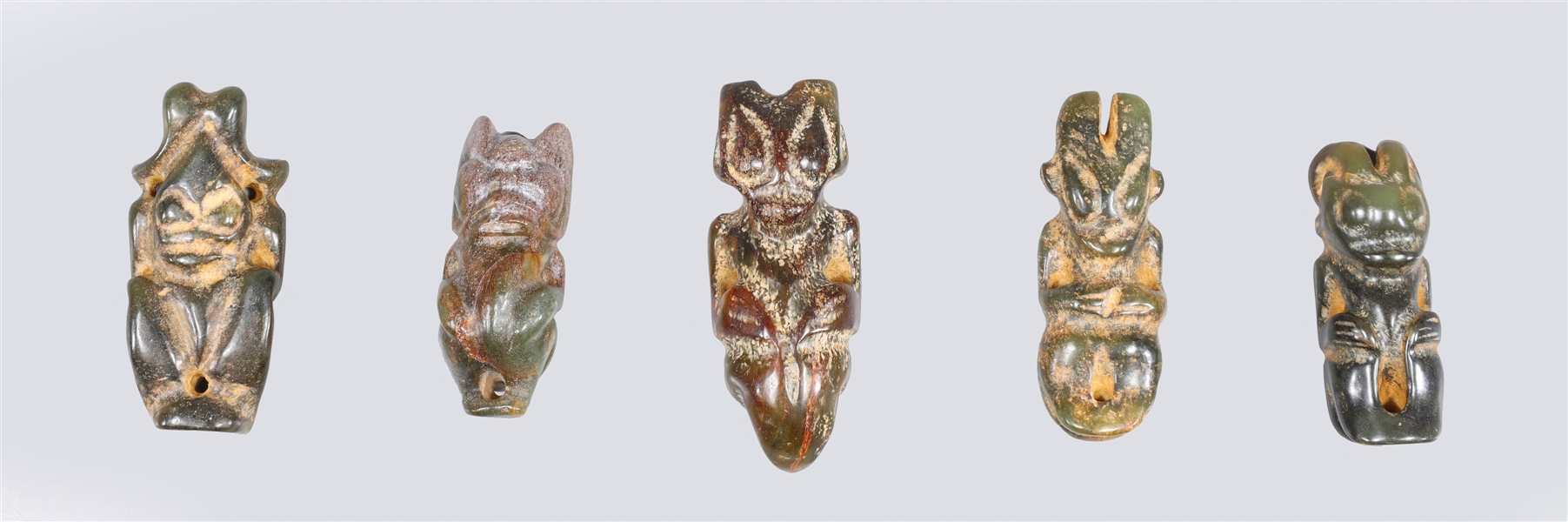 Group of Five Archaic Chinese Style Carved Hardstone Figures